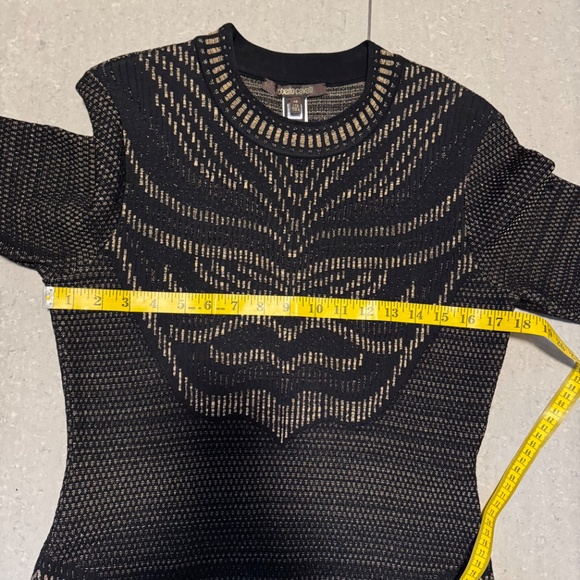 Roberto Cavalli Black and Gold Knit Dress - Picture 4 of 8